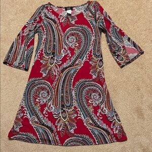 MSK vibrant red paisley dress